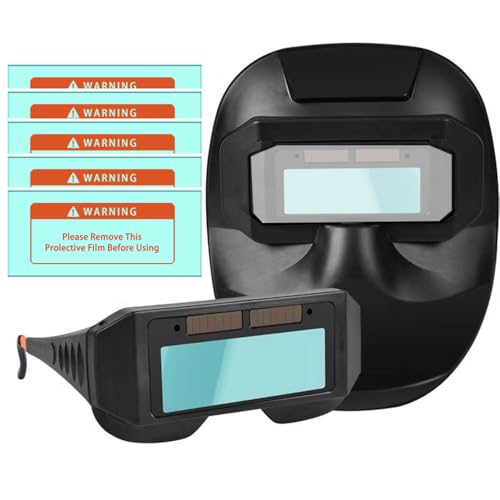 Serplex Welding Helmet with Detachable Auto Darkening Welding Glasses 2 in 1 Welding Helmet Welding Goggles Protective Safety Welding Mask Helmet with 5 Replacement Goggle Lens Serplex Welding Helmet with Detachable Auto Darkening Welding Glasses 2 in 1 Welding Helmet Welding Goggles Protective Safety Welding Mask Helmet with 5 Replacement Goggle Lens